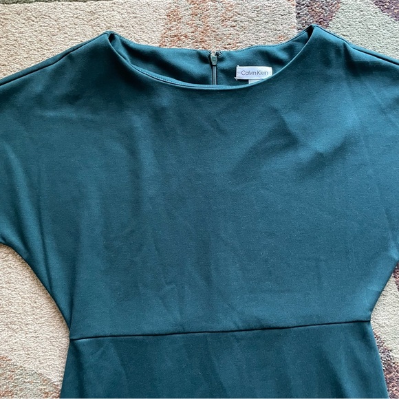 $129 Org NWT Calvin Klein Green Sheath Dress Sz L Capsule Minimalist Pearl Event - Picture 4 of 8